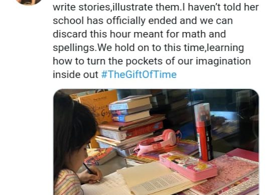 Twinkle Khanna shares a picture of daughter Nitara reading books with her, Check here for the post.